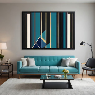 Modern Art Deco Abstrakt Vertikala Linjer Canvastryck