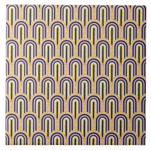Modern Art Deco Arches Mönster Guld Glitter Tile Kakelplatta