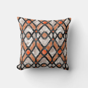 Modern Art Deco Batik i Orange och svart Kudde