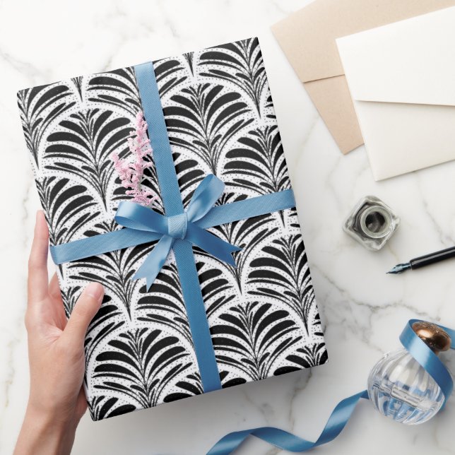 Modern Art Deco Black and White Mönster Presentpapper (Gifting)