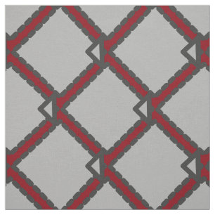 Modern Art Deco Black, Grått och Red Fabric Tyg