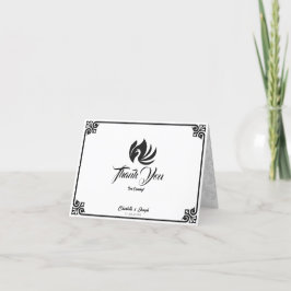 Modern Art Deco Black Svan Photo Bröllop Tack Kort