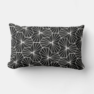Modern Art Deco Black White Geometrical Mönster Lumbarkudde