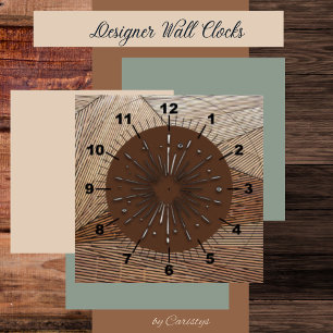 Modern Art Deco Brown Shades Acrylic Wall Clock Stor Klocka