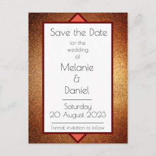 Modern Art Deco Gatsby Glitter Simple Spara Dagen Vykort
