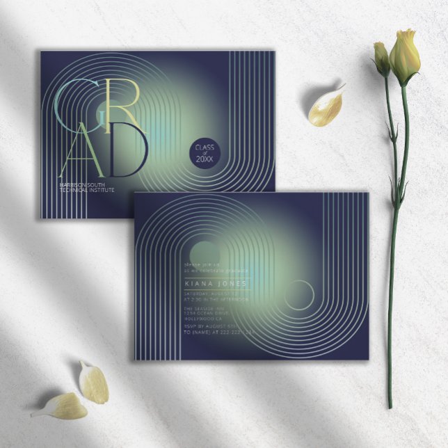 Modern Art Deco Geometric Studenten Navy ID906 (Skapare uppladdad)