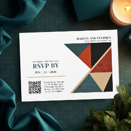 Modern Art Deco Geometric Wedding  OSA Kort