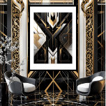 Modern Art Deco Geometrisk guld svart vit Poster<br><div class="desc">Modern Art Deco Geometrisk guld svart vit</div>