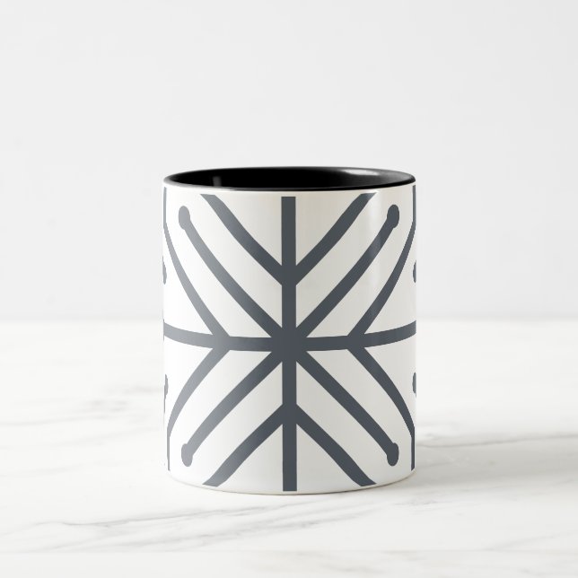Modern Art Deco Geometrisk Teknisk Kretsmönster Två-Tonad Mugg (Center)