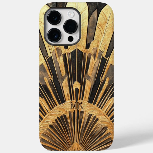 Modern Art Deco Gold and Black Ornate Monogram (Baksida)