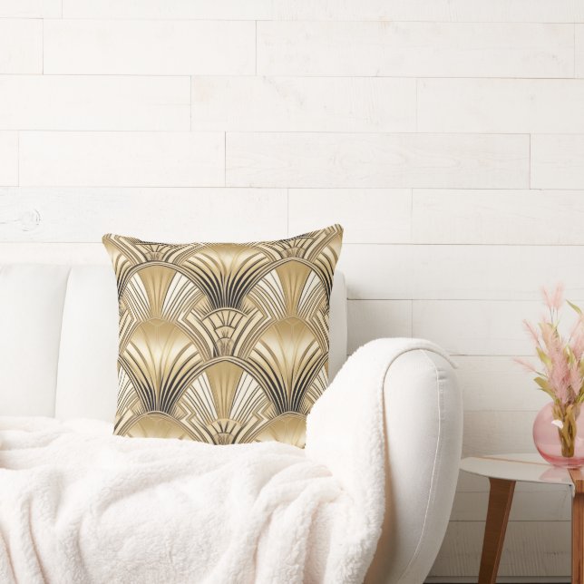 Modern Art Deco guld elfenben Kudde (Soffa)