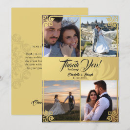 Modern Art Deco Guld Svan 4 Foto Bröllop Tack Kort