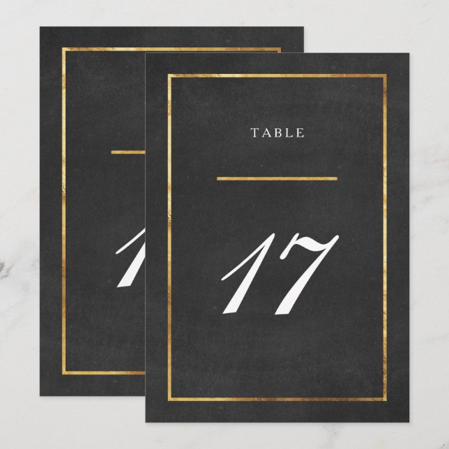 Modern Art Deco Guld & Svart Bord Nr. Kort (Fram/baksida)