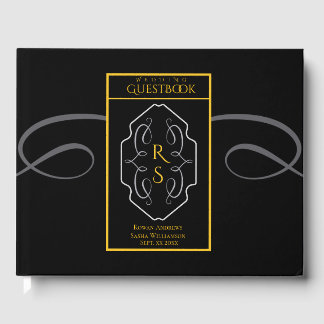 Modern Art Deco Monogram Bröllop Gästböcker
