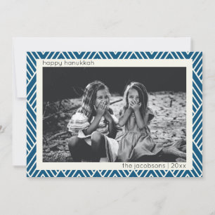 Modern Art Deco Mönster i Blue Hanukkah Photo Julkort