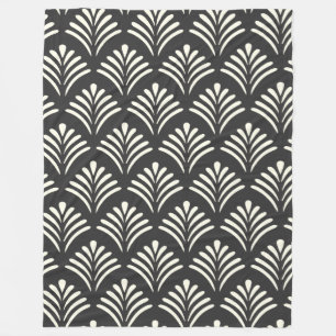 Modern Art Deco Motif Mönster Black and White Fleecefilt
