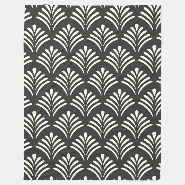 Modern Art Deco Motif Mönster Black and White  Fleecefilt (Framsidan)