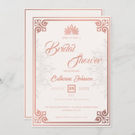 Modern Art Deco Peacock Ro Rosa Möhippa Inbjudningar