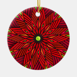 Modern Art Deco Poinsettia - Rund (Personlig) Julgransprydnad Keramik