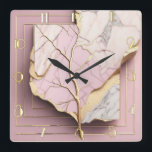 Modern Art Deco-Rosa Fyrkantig Klocka<br><div class="desc">Underbar klockdesign. Du kommer att kärlek det som andra. Du kan fritt använda den här designen för andra produkter som du gillar eller anpassa och lägga till texten. Följ mig för mer. Tack. Ha en trevlig dag.</div>
