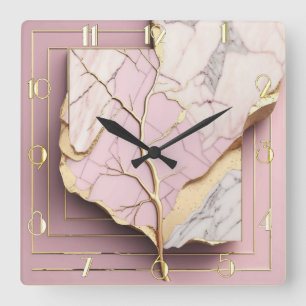 Modern Art Deco-Rosa Fyrkantig Klocka