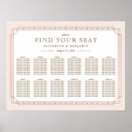 Modern Art Deco  Rosa ros-guldfärjan Bröllop Poster