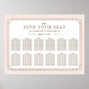 Modern Art Deco  Rosa ros-guldfärjan Bröllop Poster