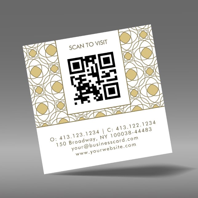 Modern Art Deco Square QR Code Business Card Fyrkantigt Visitkort (Skapare uppladdad)