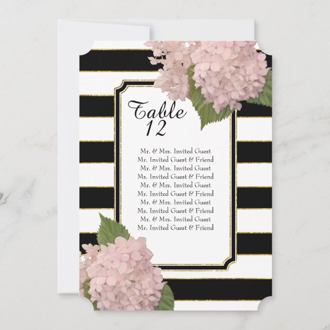 Modern Art Deco stil Hortensia Bord Placeringskort (Baksida)