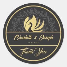 Modern Art Deco Svan Guld och Svarta Bröllop