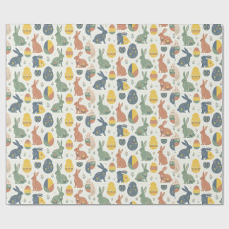 Modern Art Easter Bunny & Floral Egg Pattern Wrap Presentpapper