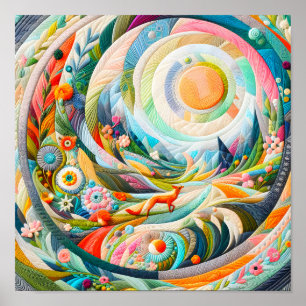 Modern Art Embroiderad Se Vår landskap Poster