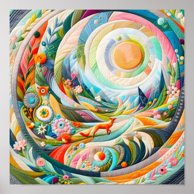 Modern Art Embroiderad Se Vår landskap Poster (Framsidan)