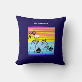 Modern Art Fantastisk Tropical Sunset Sailing Kudde
