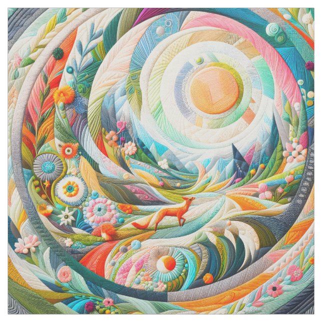 Modern Art Faux Embroidery Vår Landskap Tyg (Prov)