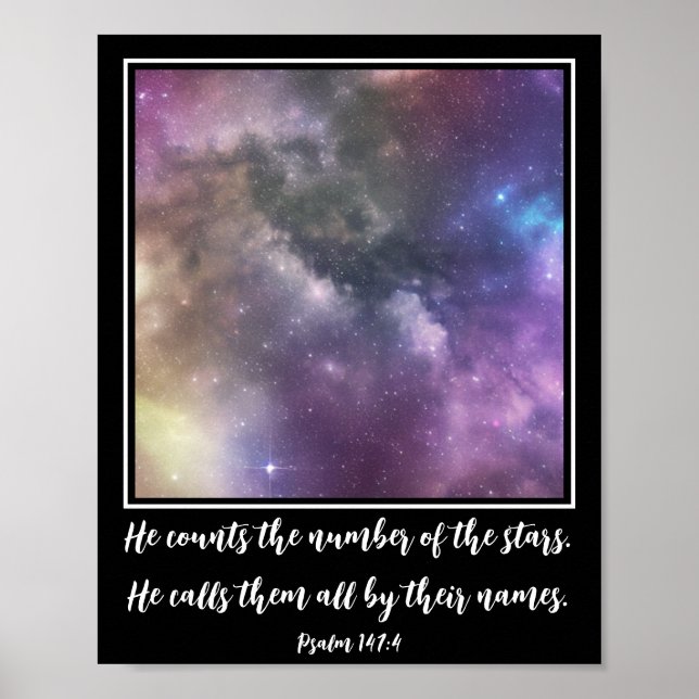 Modern Art Galaxy Himlar Bible Verse Poster (Framsidan)