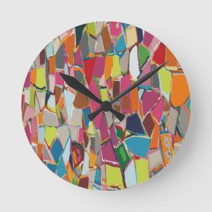 Modern Art Geometric Deco Multi-färg Rund Klocka