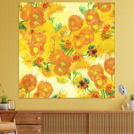 Modern Art Gult Orange Sunblommor Oljemålning Canvastryck