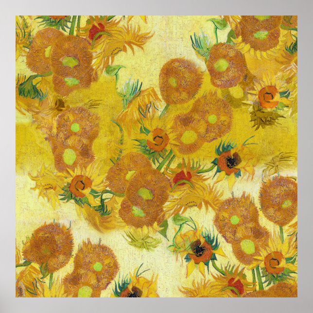 Modern Art Gult Orange Sunblommor Oljemålning Poster (Framsidan)
