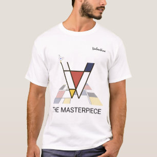 Modern Art Monogram och Cute Bird - Brev ’V’ T Shirt