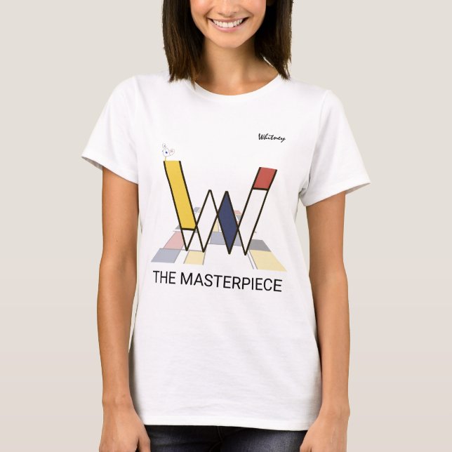 Modern Art Monogram och Cute Bird - Brev ’W’ T Shirt (Framsida)