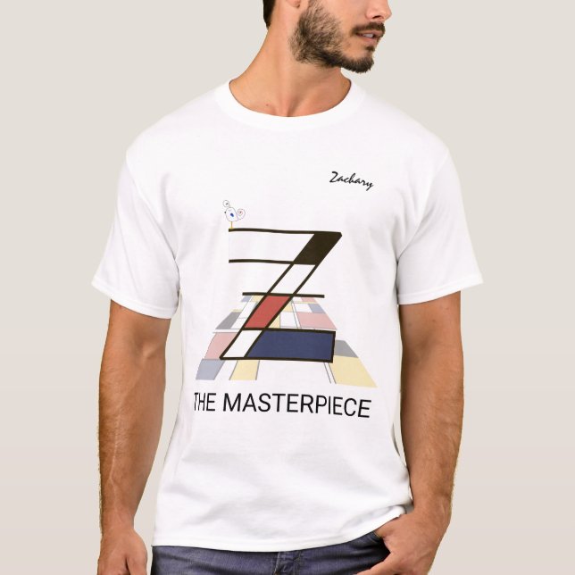 Modern Art Monogram och Cute Bird - Brev ’Z’ T Shirt (Framsida)