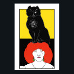Modern Art nouveau Beardsley Black Cat Goth Gult Poster<br><div class="desc">En färg-version av The Black Cat från engelska illustrator Aubrey Beardsley (1872-1898) med en modern art nouveau-penna och svart bläck teckning i en arg tittar svart katt med en öga sitta på huvudet. Chefen för den rädding katten håller nu på att bryta sig ut ur en gult ram ovanför henne....</div>