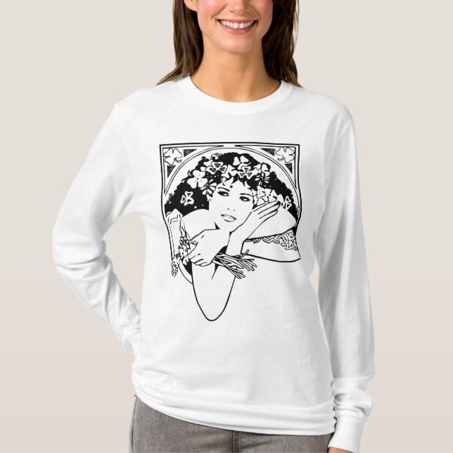 Modern Art nouveau stil schamprock T Shirt (Framsida)