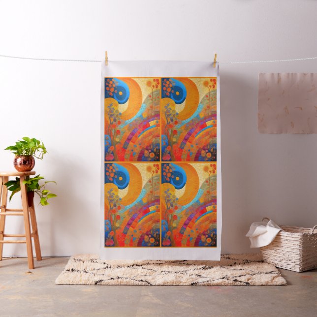 Modern Art Sol & Flowers Cheater Quilt eller Sew Tyg (In Situ)