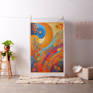 Modern Art Sol & Flowers Cheater Quilt Sew Panel Tyg