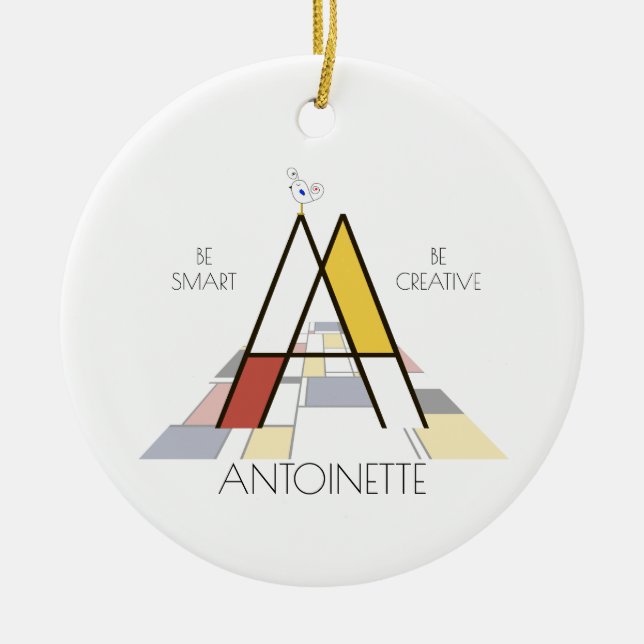 Modern Art Stil Monogram.. BREV A Julgransprydnad Keramik (Framsidan)