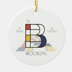 Modern Art Stil Monogram.. BREV B Julgransprydnad Keramik