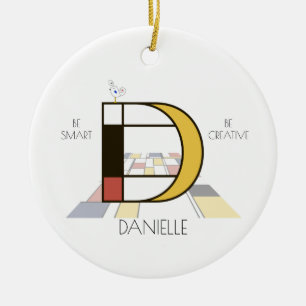 Modern Art Stil Monogram.. BREV D Julgransprydnad Keramik
