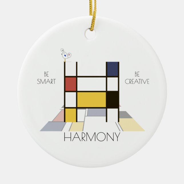 Modern Art Stil Monogram.. BREV H Julgransprydnad Keramik (Framsidan)